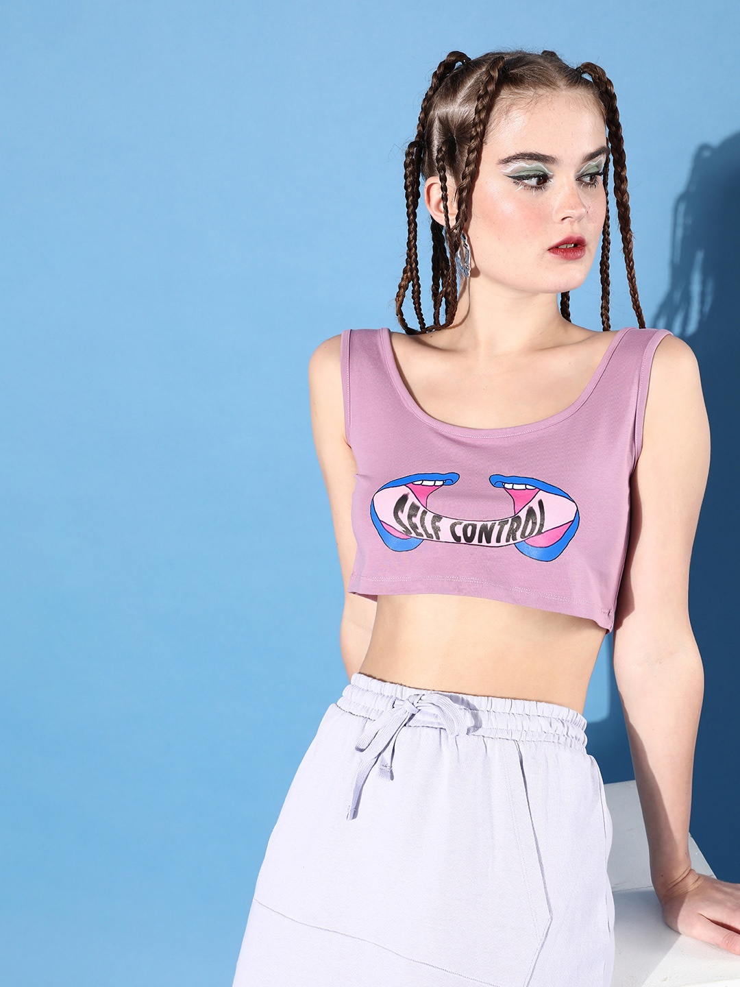 

Stylecast X Hersheinbox Purple Typography Bustier Crop Top