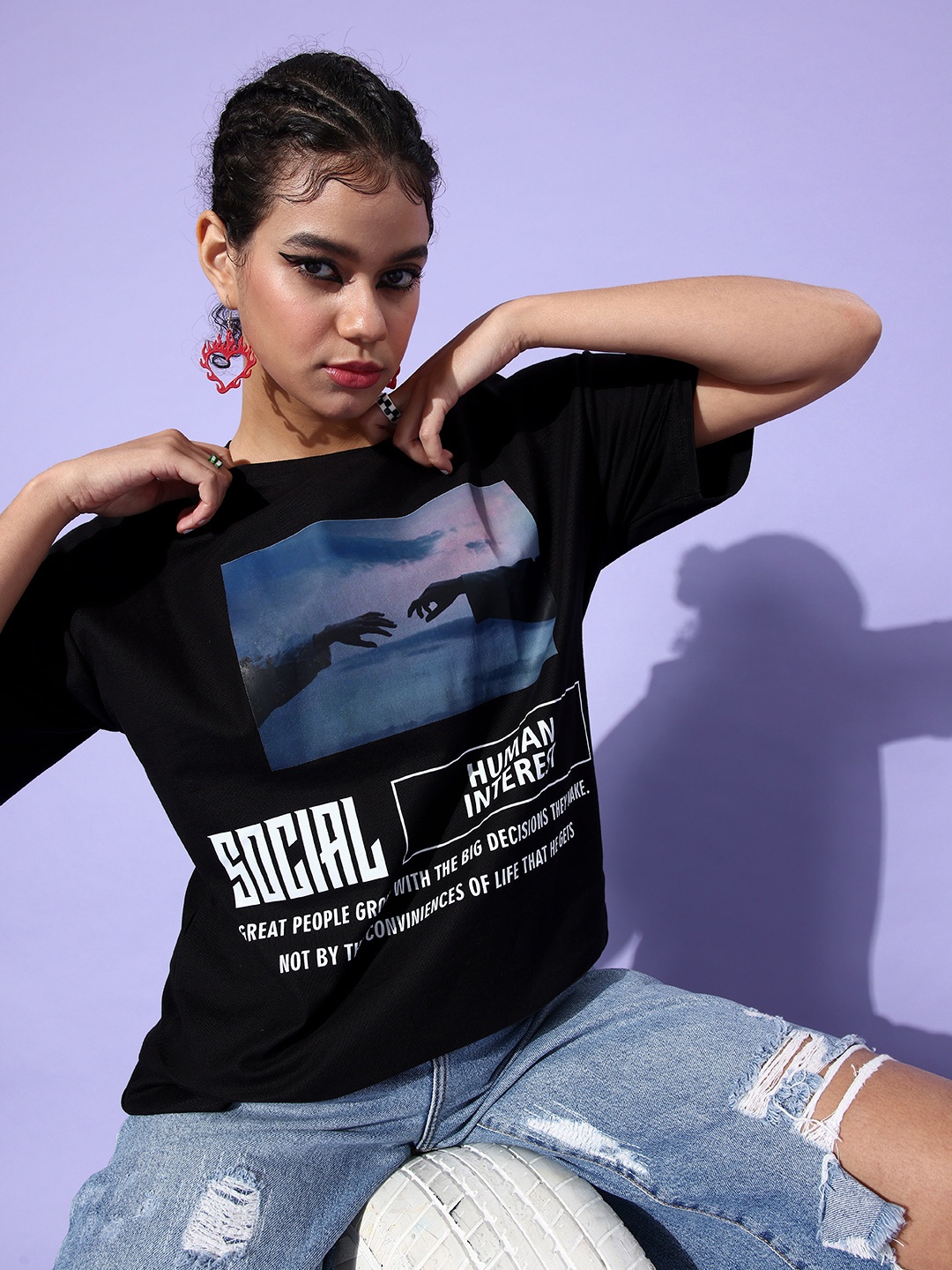 

Stylecast X Hersheinbox Women Black Printed T-shirt