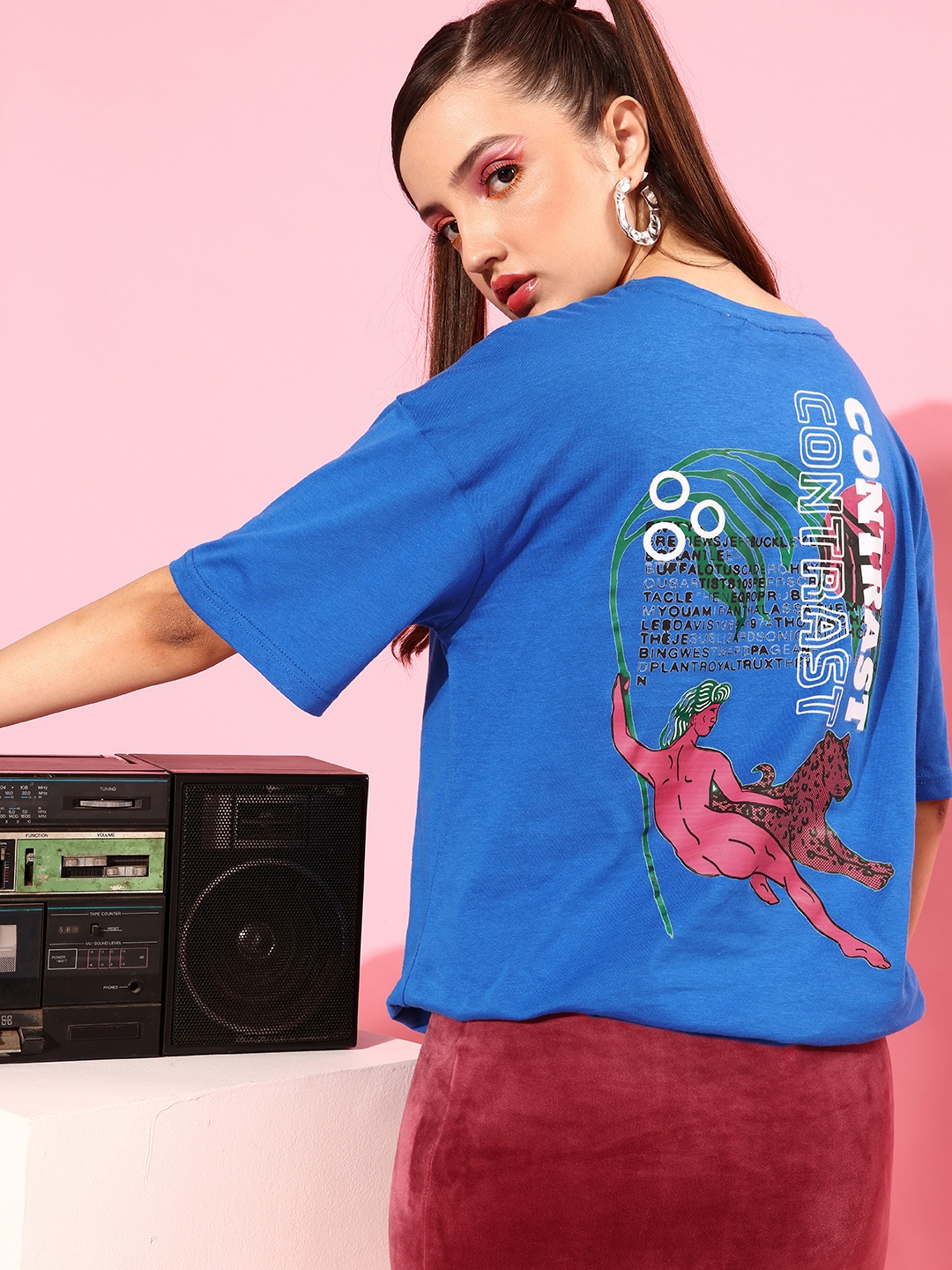 

Stylecast X Hersheinbox Women Classy Blue Graphic Tshirt