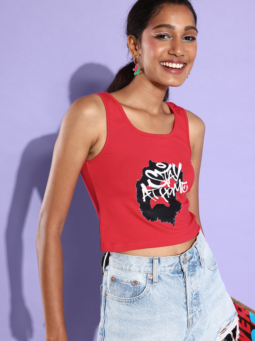 

Stylecast X Hersheinbox Red Typography Graphic Top