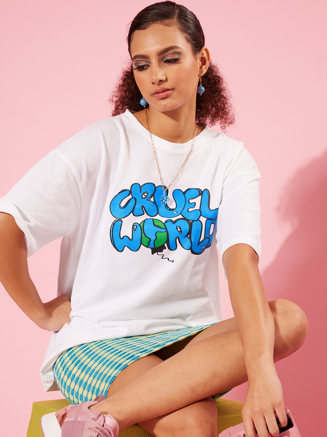 Stylecast X Hersheinbox Women White Typography Graphic Tshirt