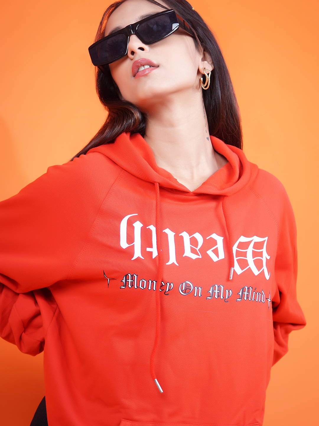 

Stylecast X Hersheinbox Women Red Pure Cotton Printed Hooded Sweatshirt