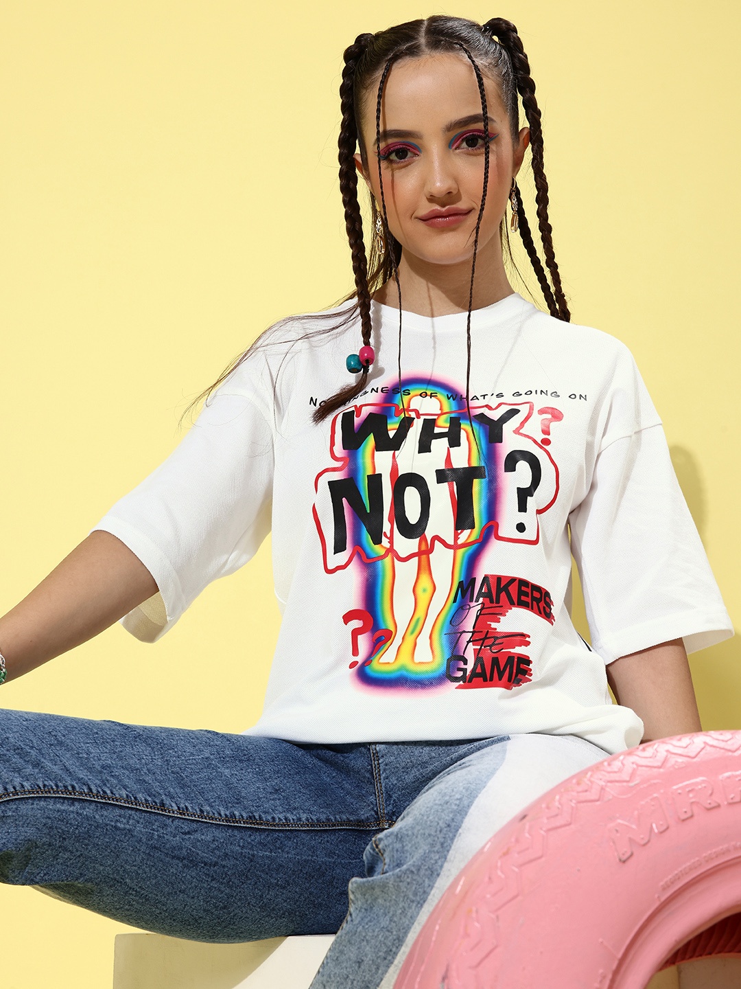 

Stylecast X Hersheinbox Women White Typography Graphic Tee