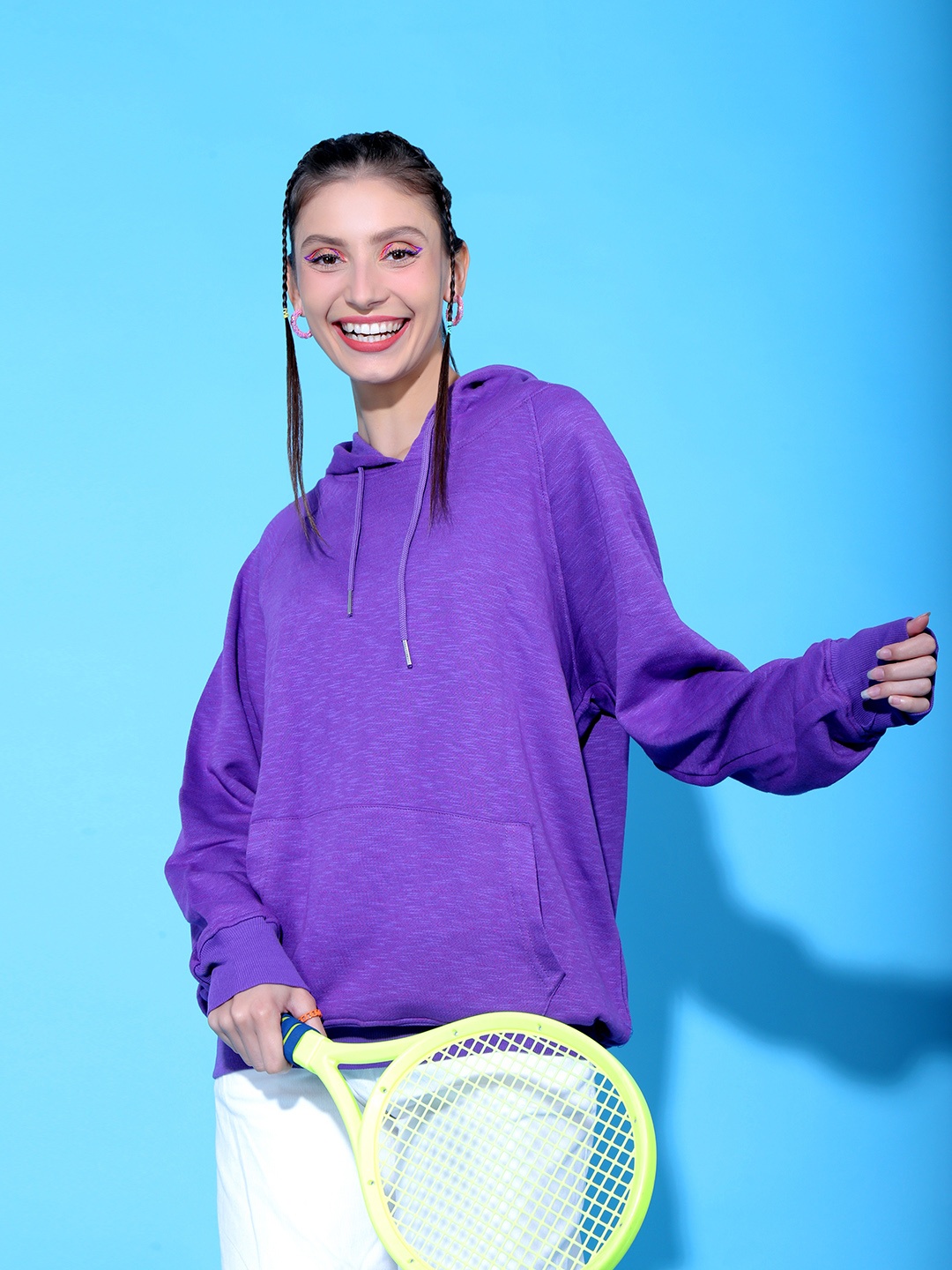 

Stylecast X Hersheinbox Women Purple Hooded Pure Cotton Sweatshirt