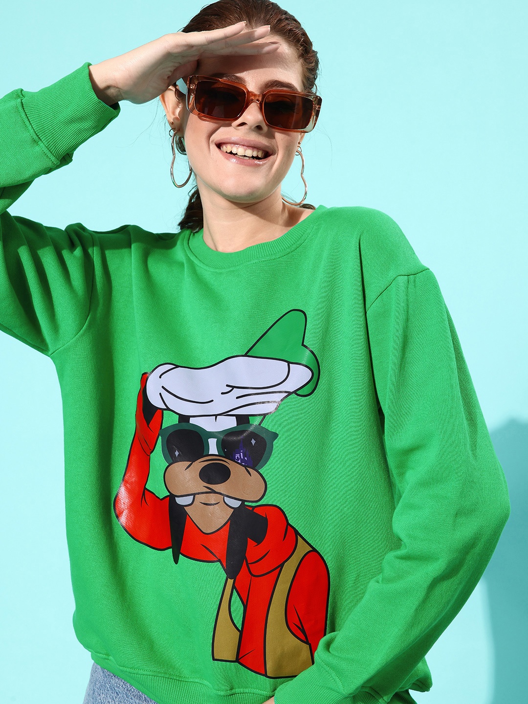 

Stylecast X Hersheinbox Women Green Printed Pure Cotton Sweatshirt