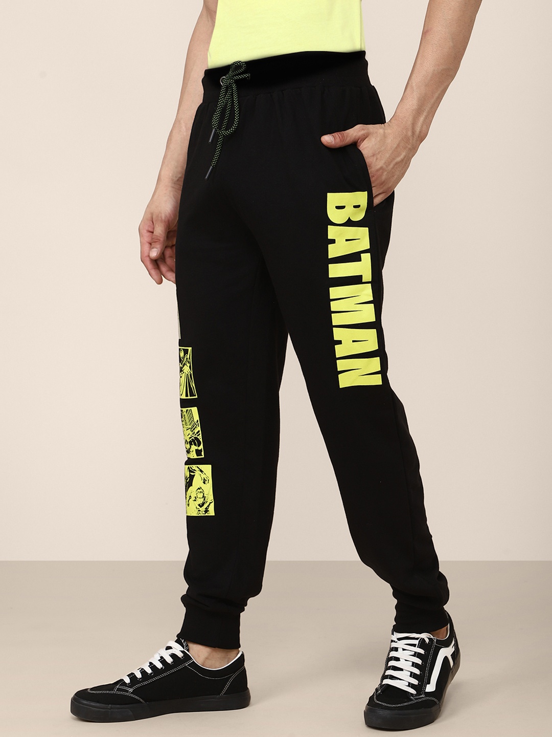 

Free Authority Men Black & Yellow Batman Printed Pure Cotton Joggers