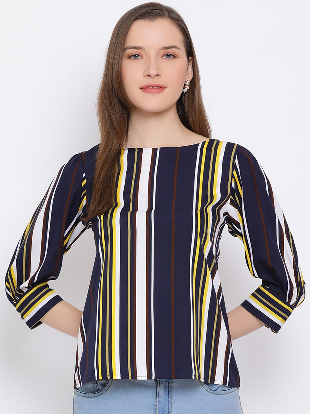 

DRAAX Fashions Women Multicoloured Striped Top, Multi