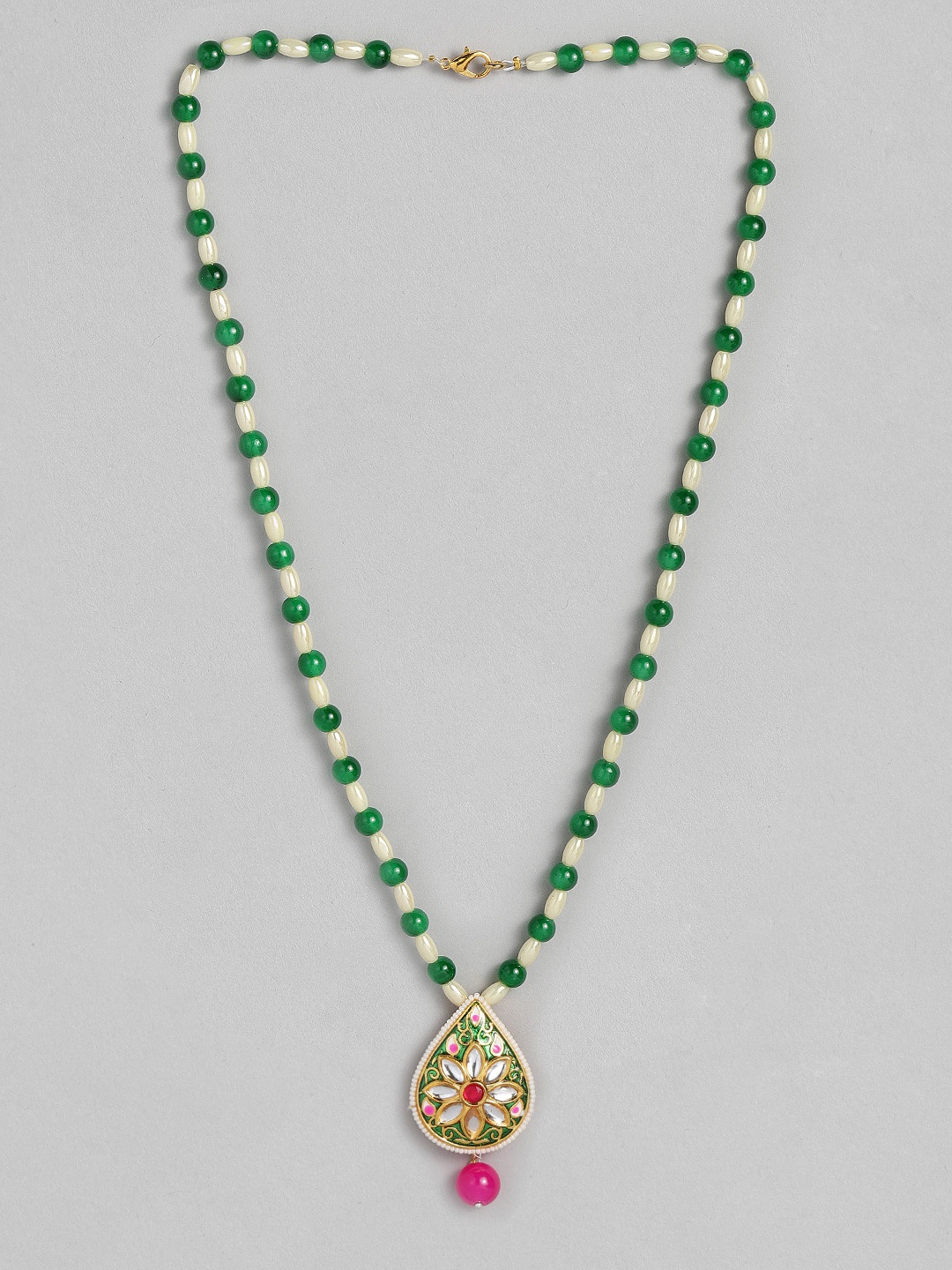 

CHINI C Green & White Handcrafted Necklace