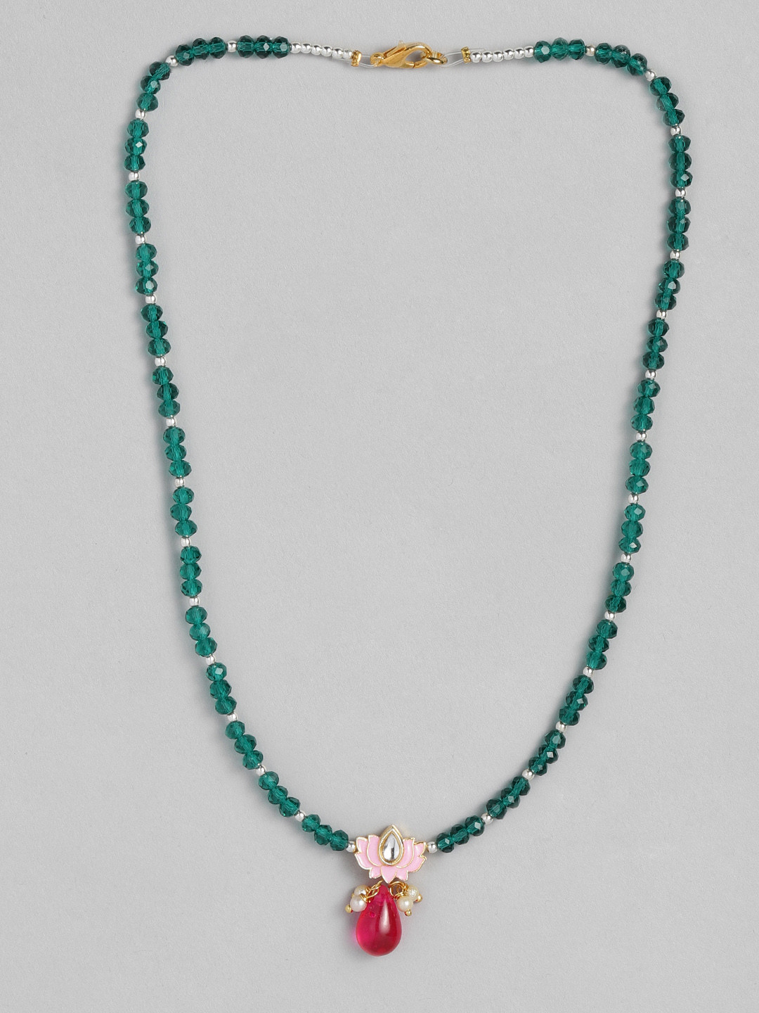 

CHINI C Green & Pink Handcrafted Necklace