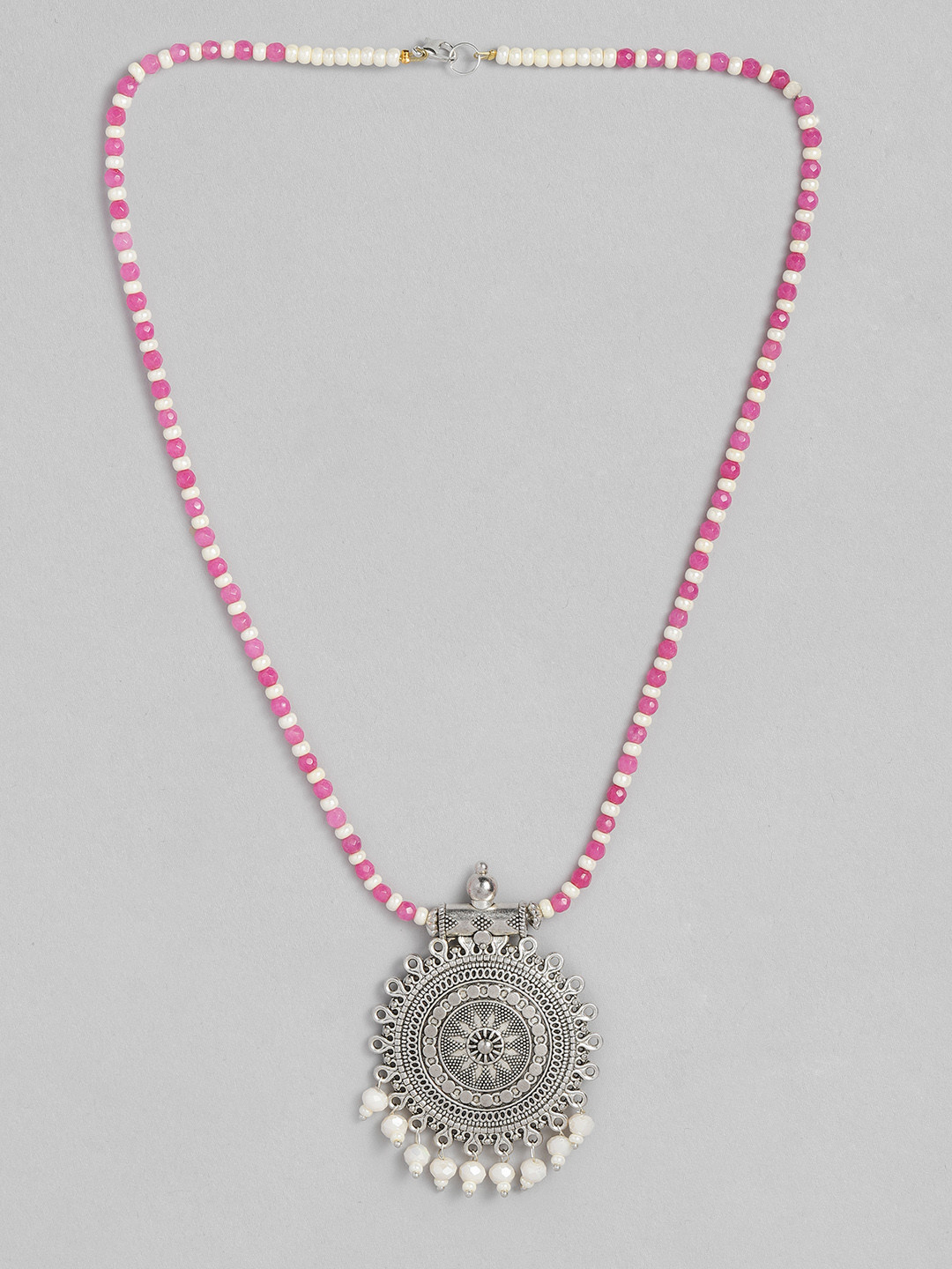 

CHINI C Pink & White Handcrafted Necklace