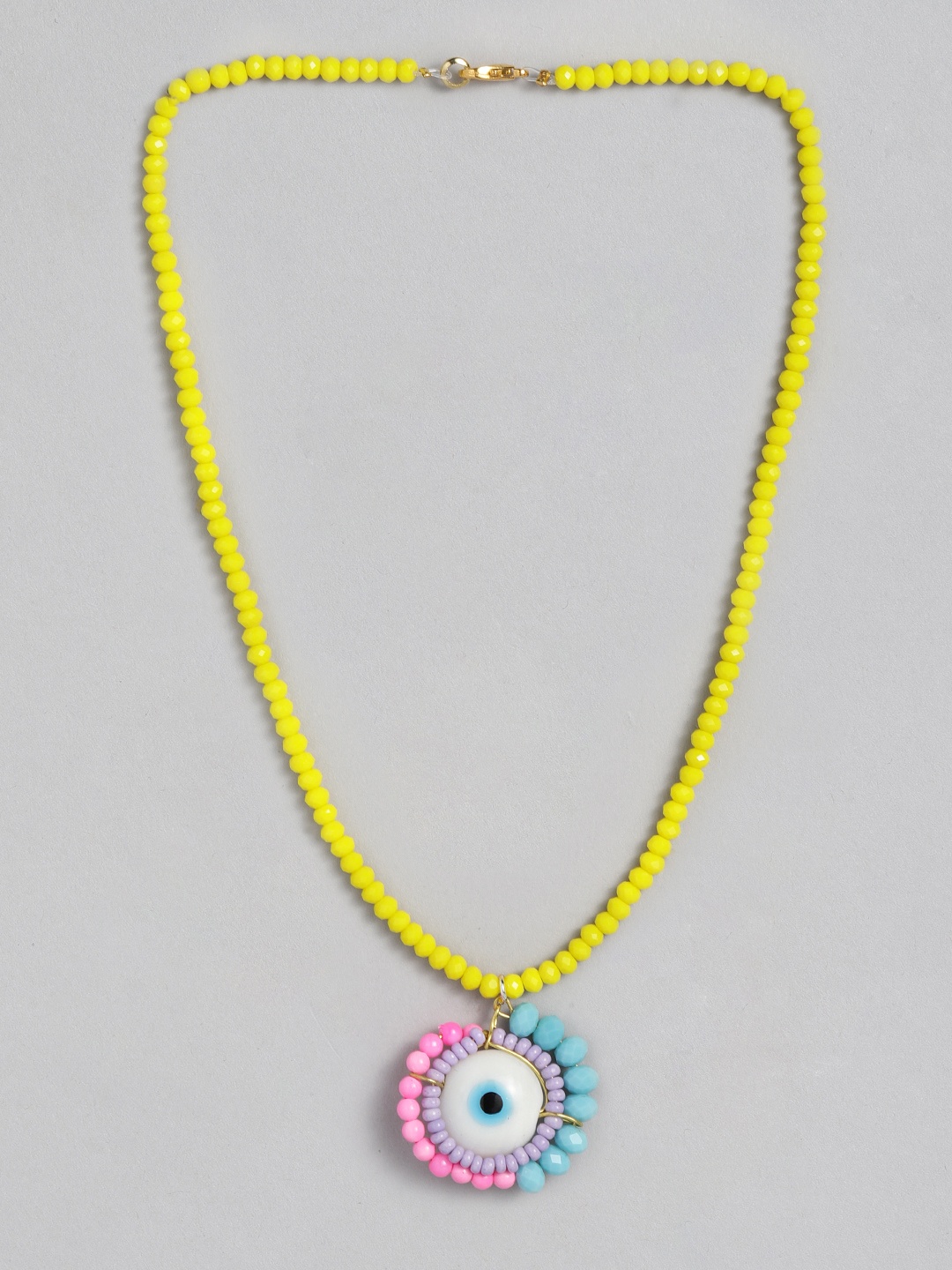 

CHINI C Yellow & Pink Handcrafted Necklace