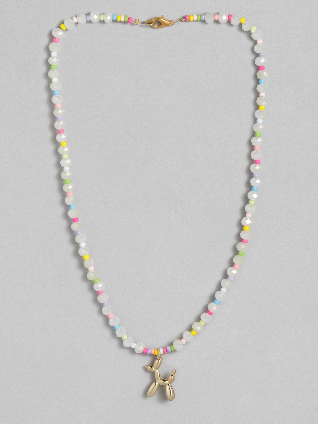 

CHINI C White & Pink Handcrafted Necklace