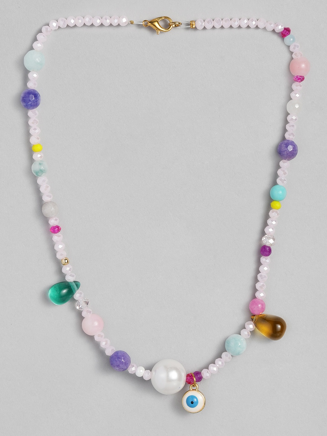 

CHINI C White & Purple Handcrafted Necklace