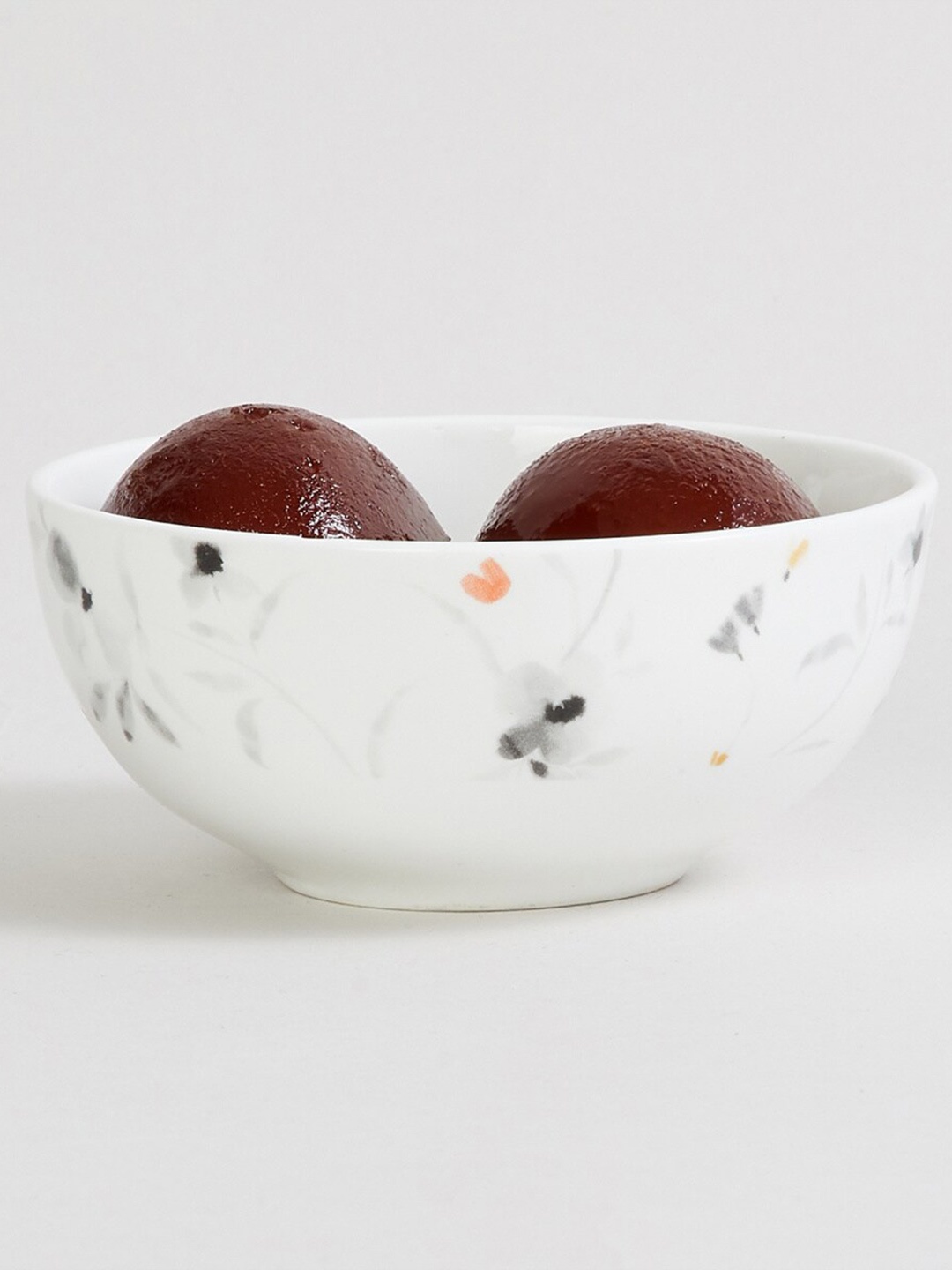 

Home Centre White & Grey Printed Dishwasher safe Bone China Glossy Bowl