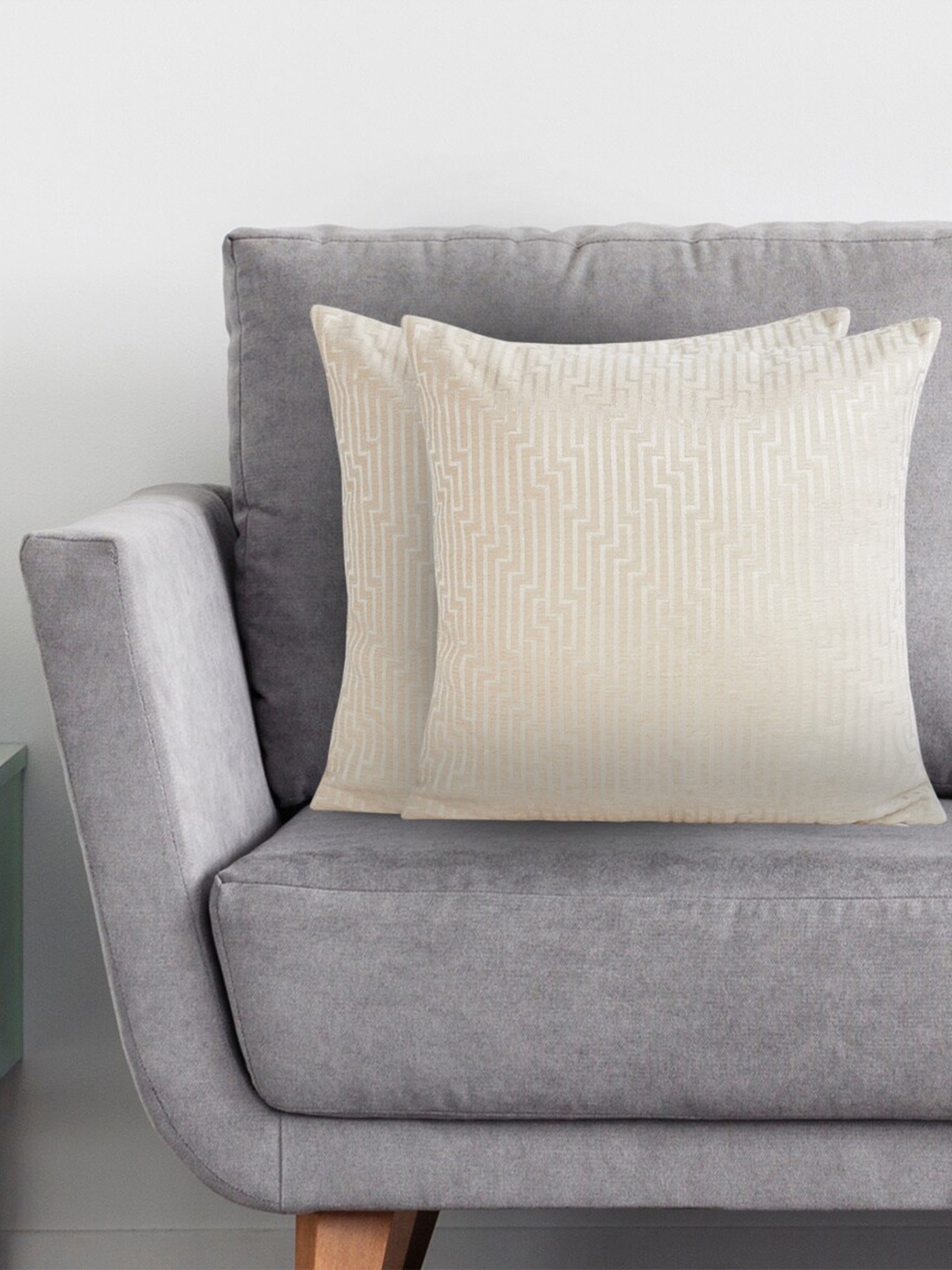 

Home Centre Off White Set of 2 Geometric Square Cushion Covers
