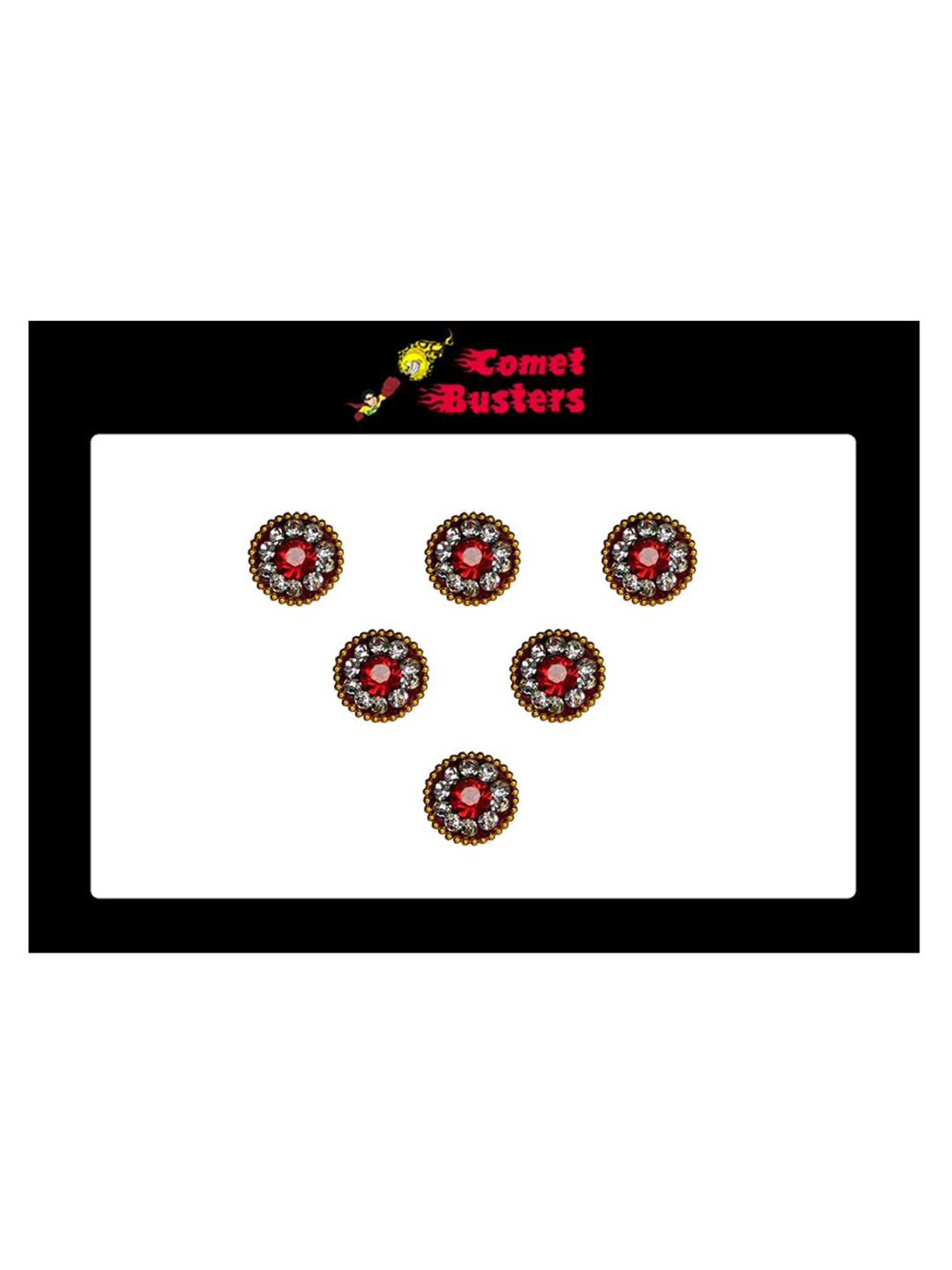 

Comet Busters 6 Pcs Multi-Coloured Circular Shaped Reusable Bindi, Maroon