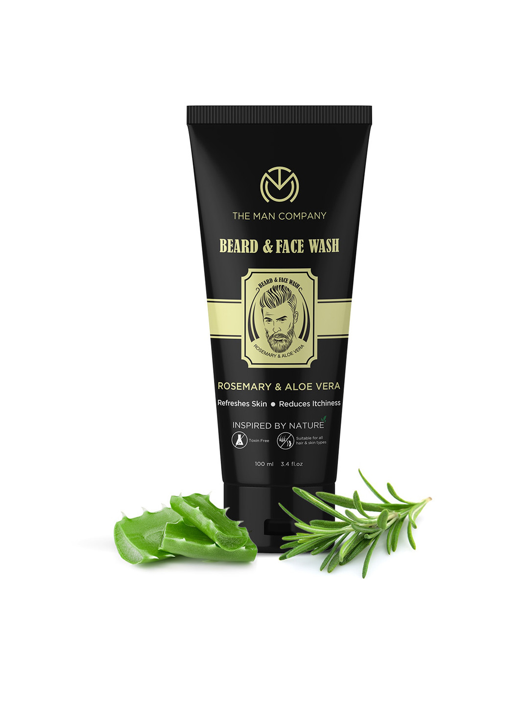 

THE MAN COMPANY Men Rosemary & Aloe Vera Beard & Facewash 100 ml, White