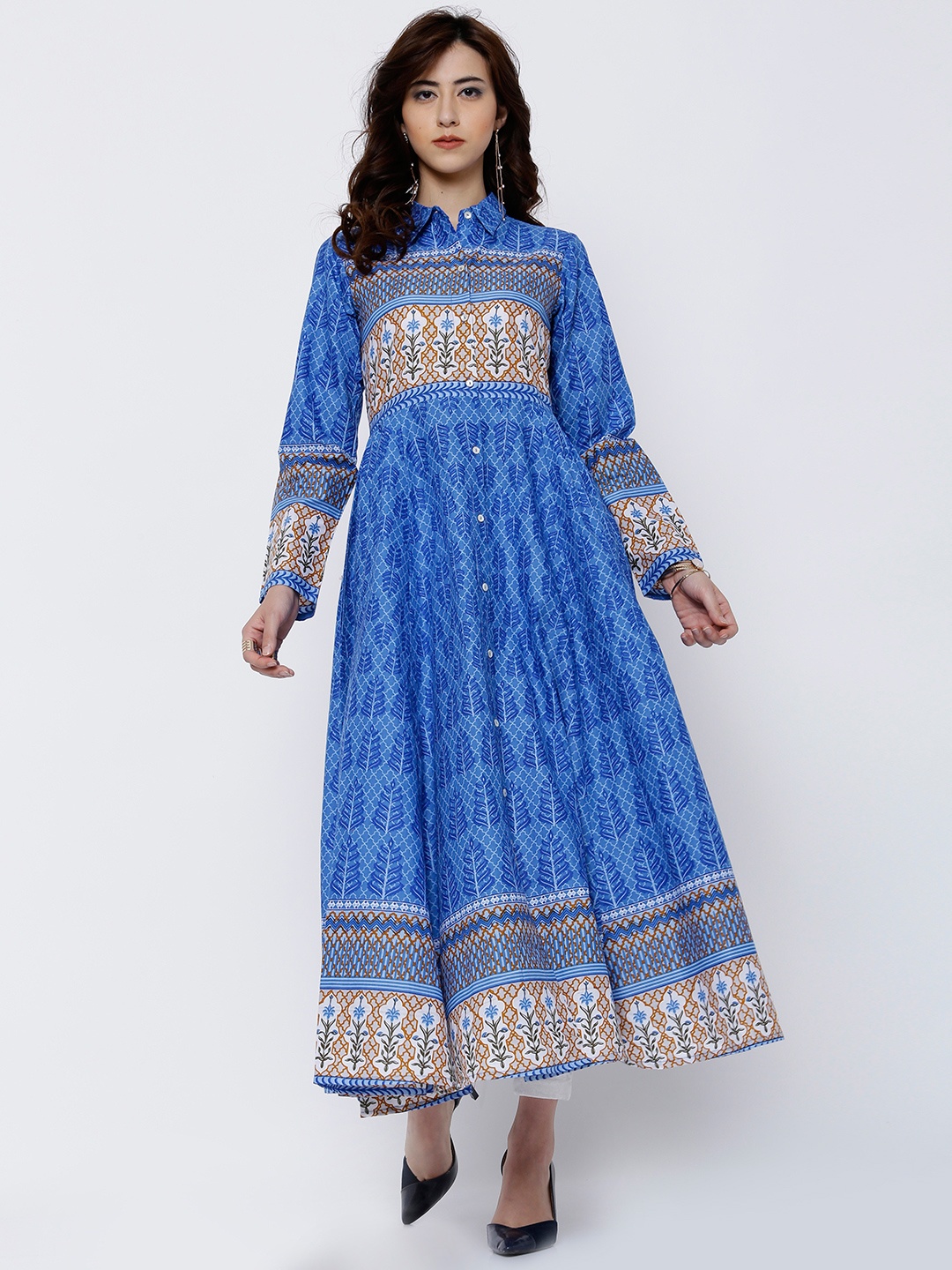 

Vishudh Women Blue Printed Anarkali Kurta