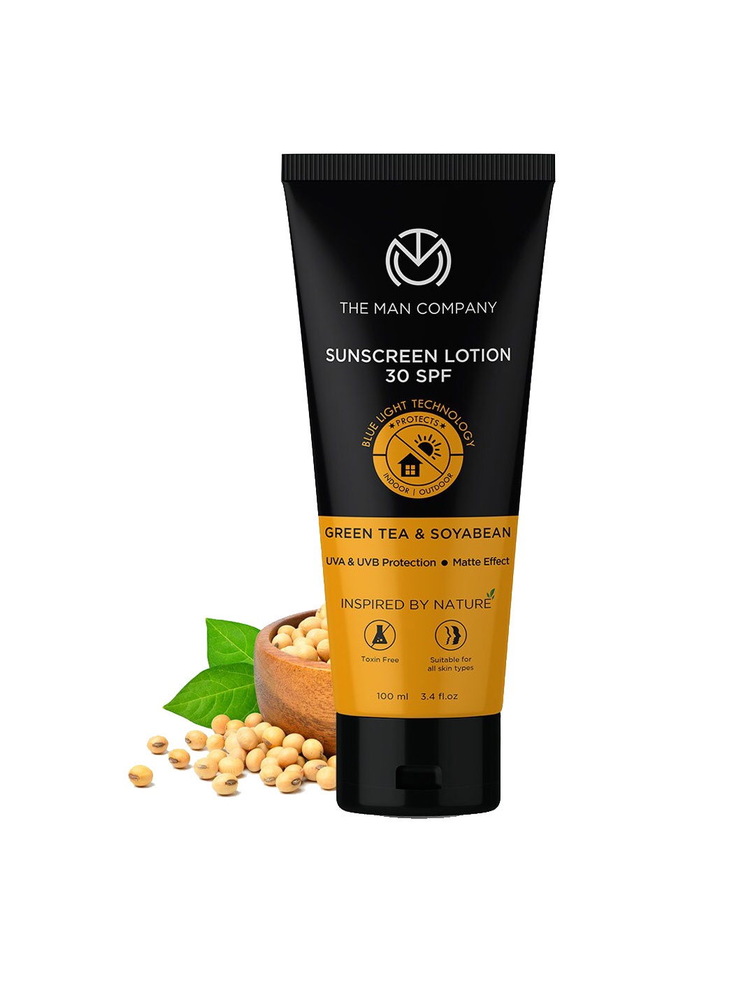 

THE MAN COMPANY Men Green Tea & Soyabean Sunscreen Lotion 30 SPF -100ml, White