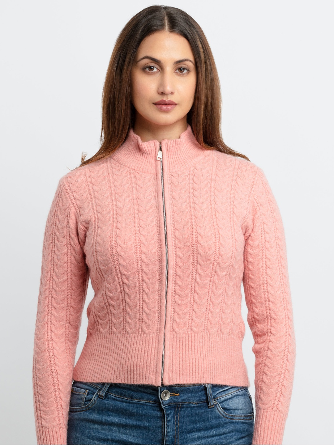 

Status Quo Women Pink Cable Knit Cardigan