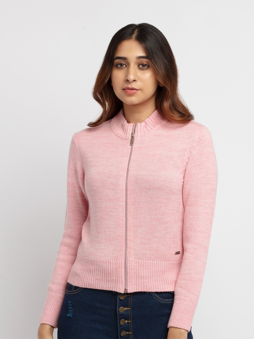 

Status Quo Women Pink Acrylic Cardigan