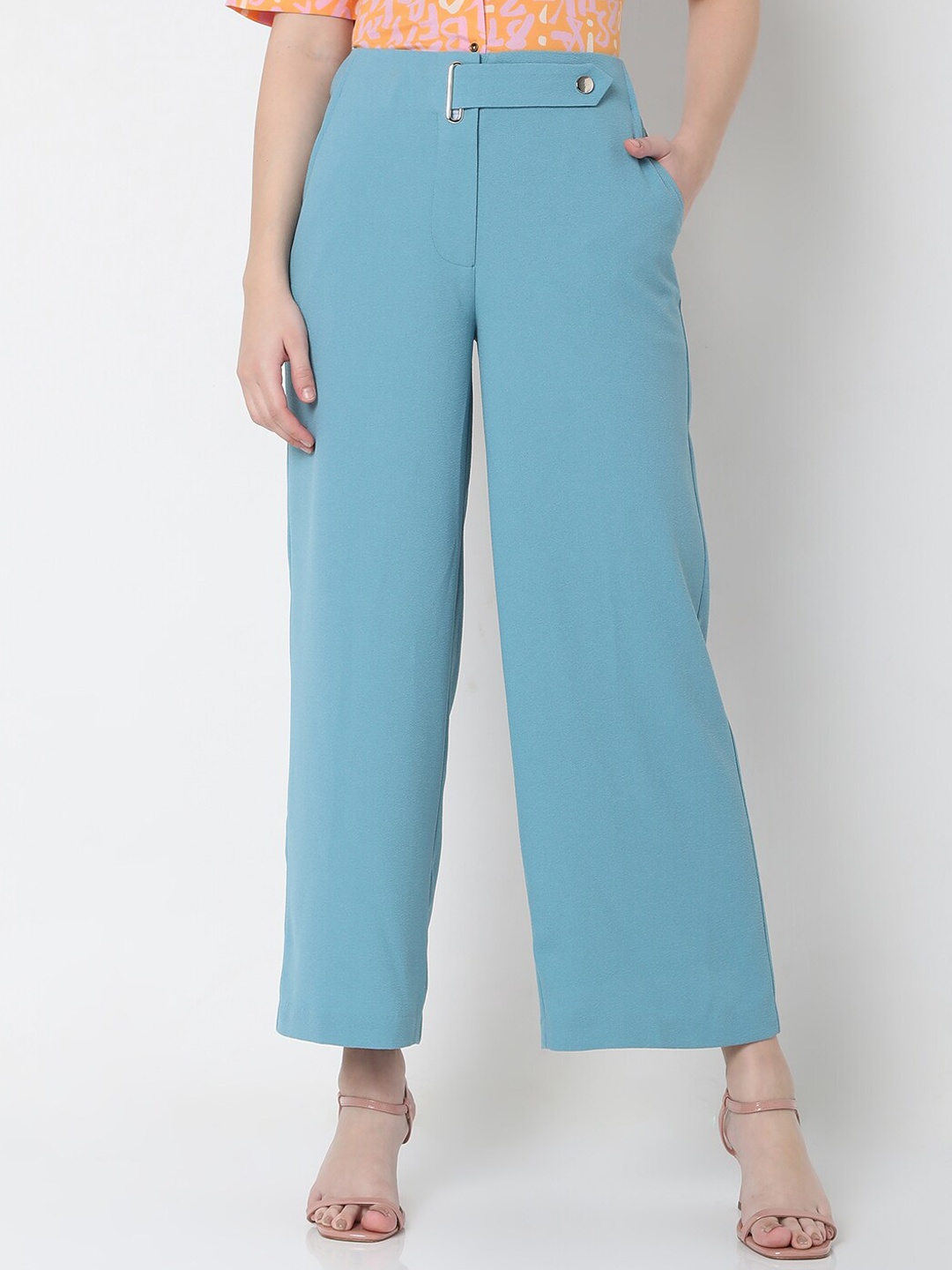 

Vero Moda Women Blue High-Rise Trousers