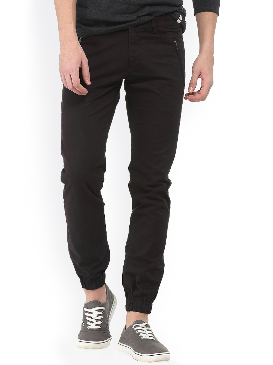 

Basics Men Black Tapered Fit Solid Regular Trousers