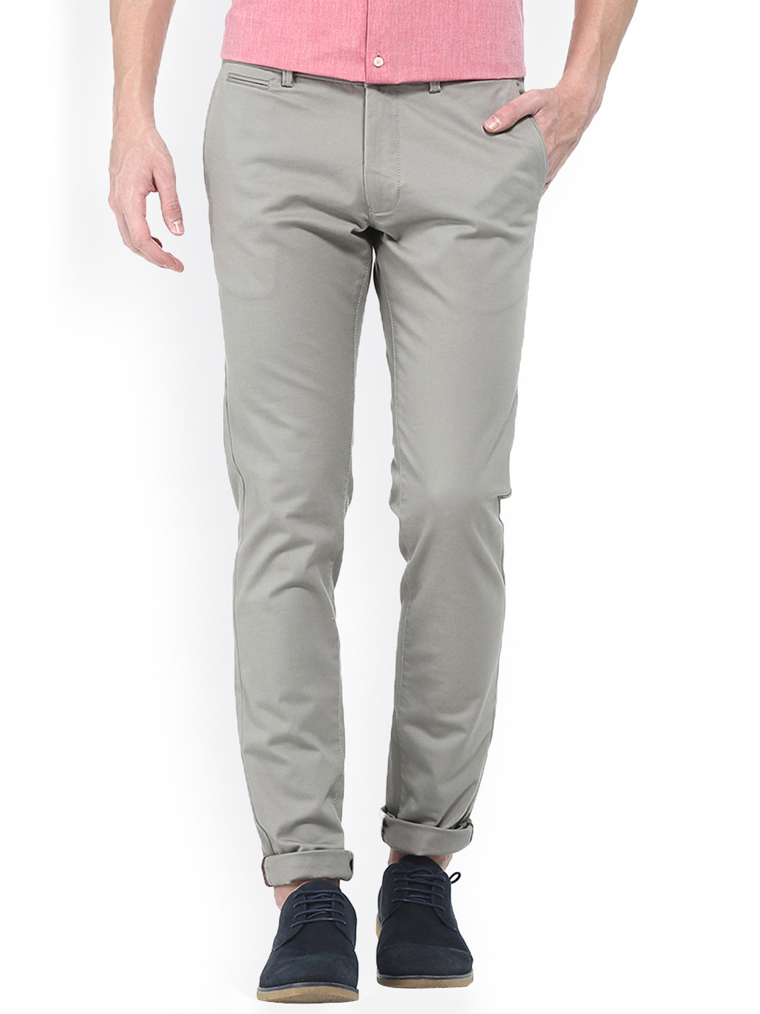 

Basics Men Grey Tapered Fit Self Design Regular Trousers