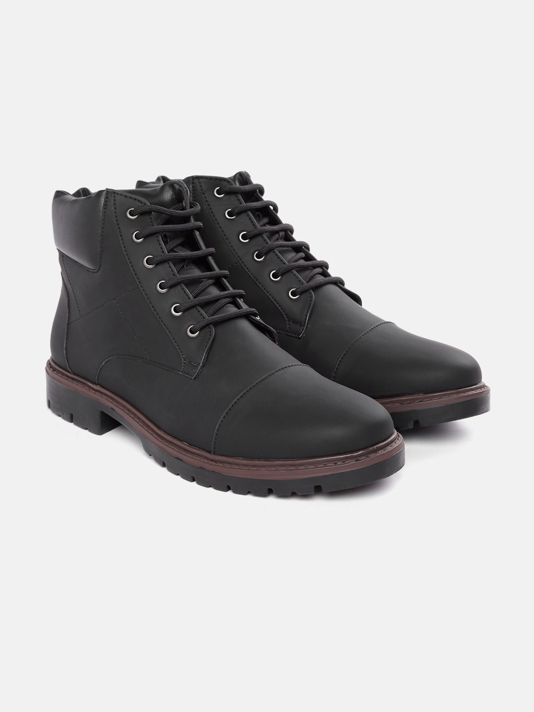 

Carlton London Men Black Solid Mid-Top Boots