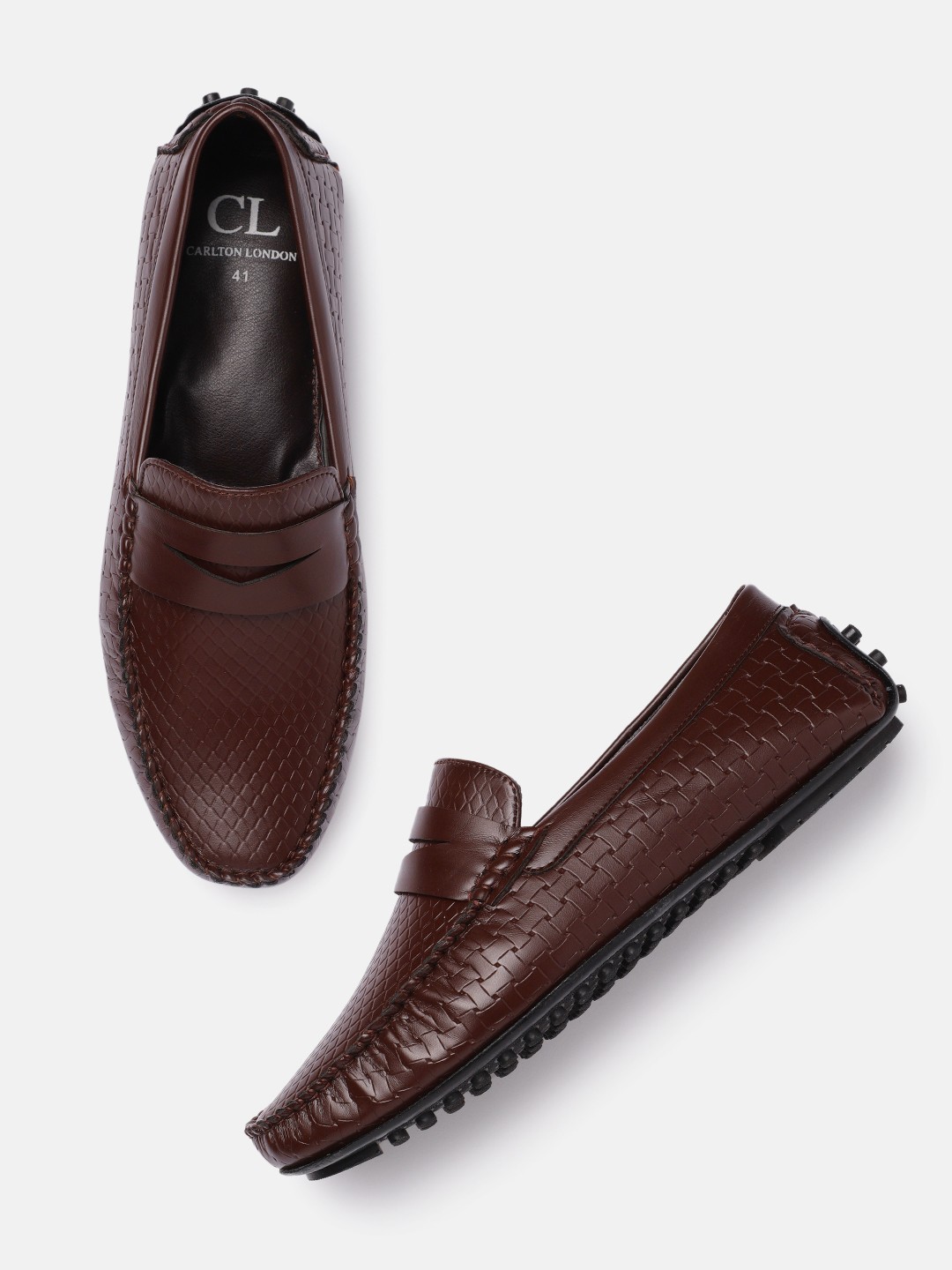 

Carlton London Men Brown Textured Driving Shoes