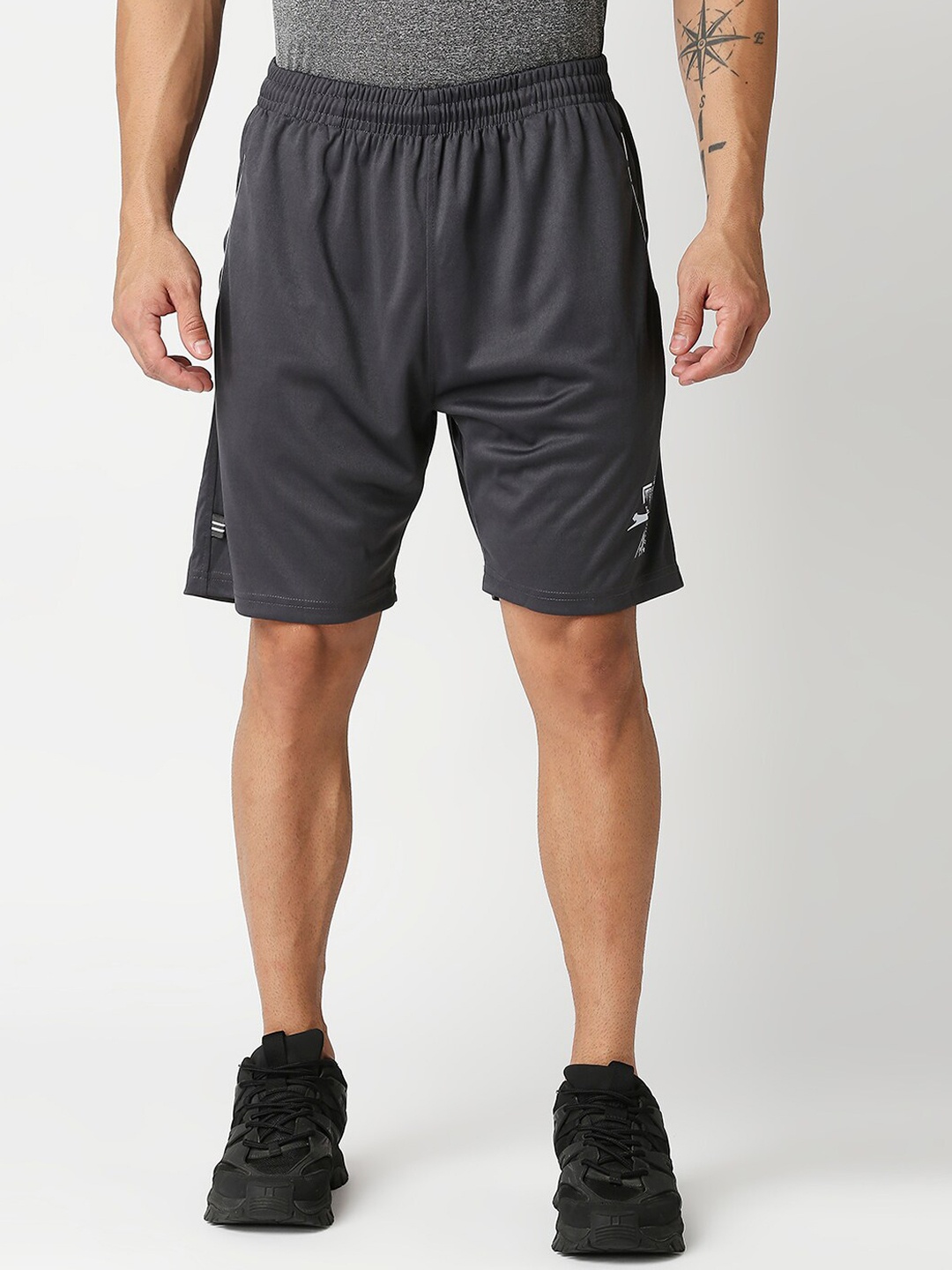 

Black Panther Men Charcoal Solid Running Sports Shorts