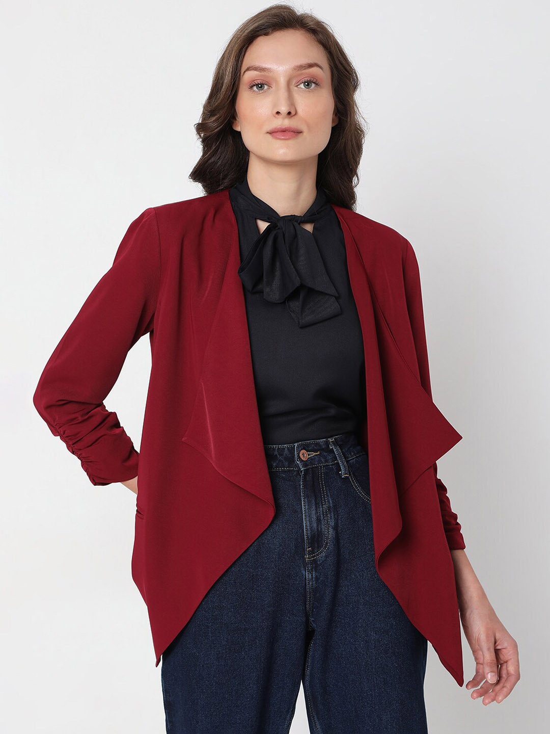 

Vero Moda Women Maroon Longline Tailored Jacket