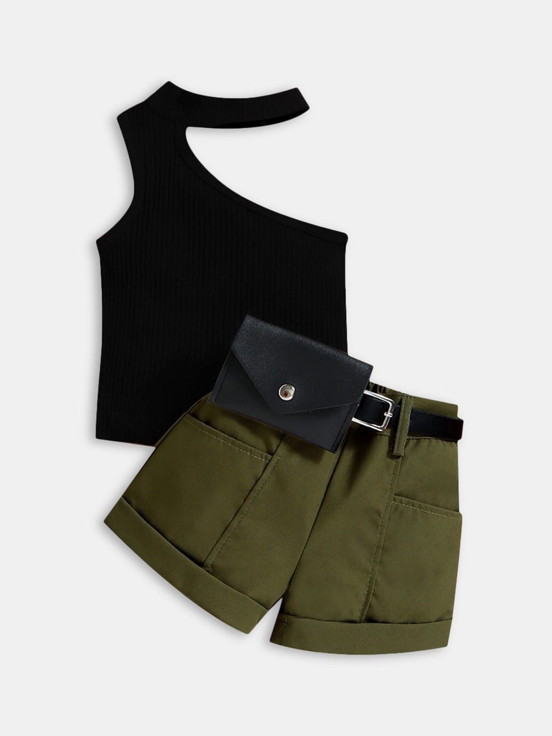 

Hopscotch Girls Black & Green Top with Shorts