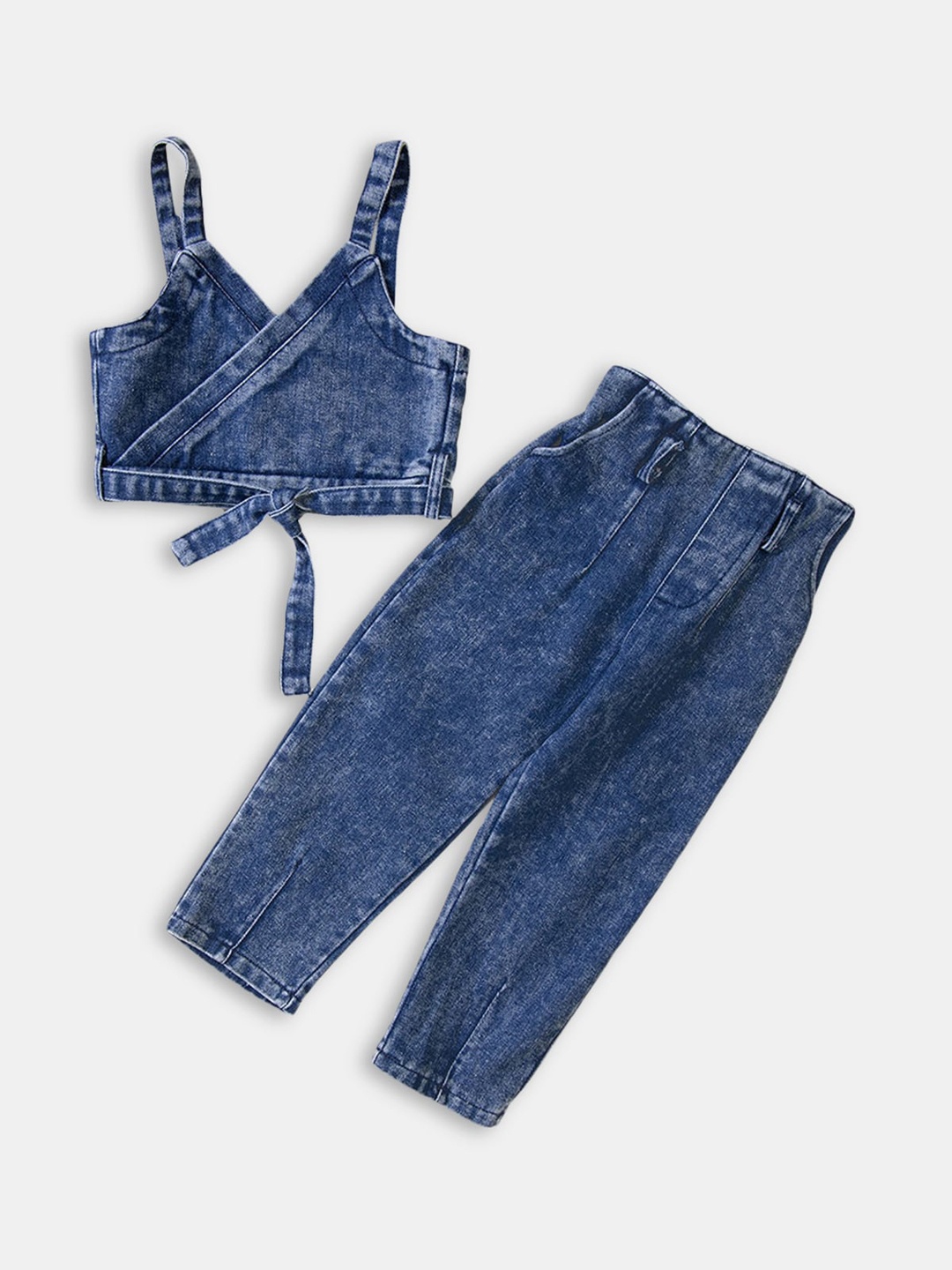 

Hopscotch Girls Blue Solid Top with Trouser