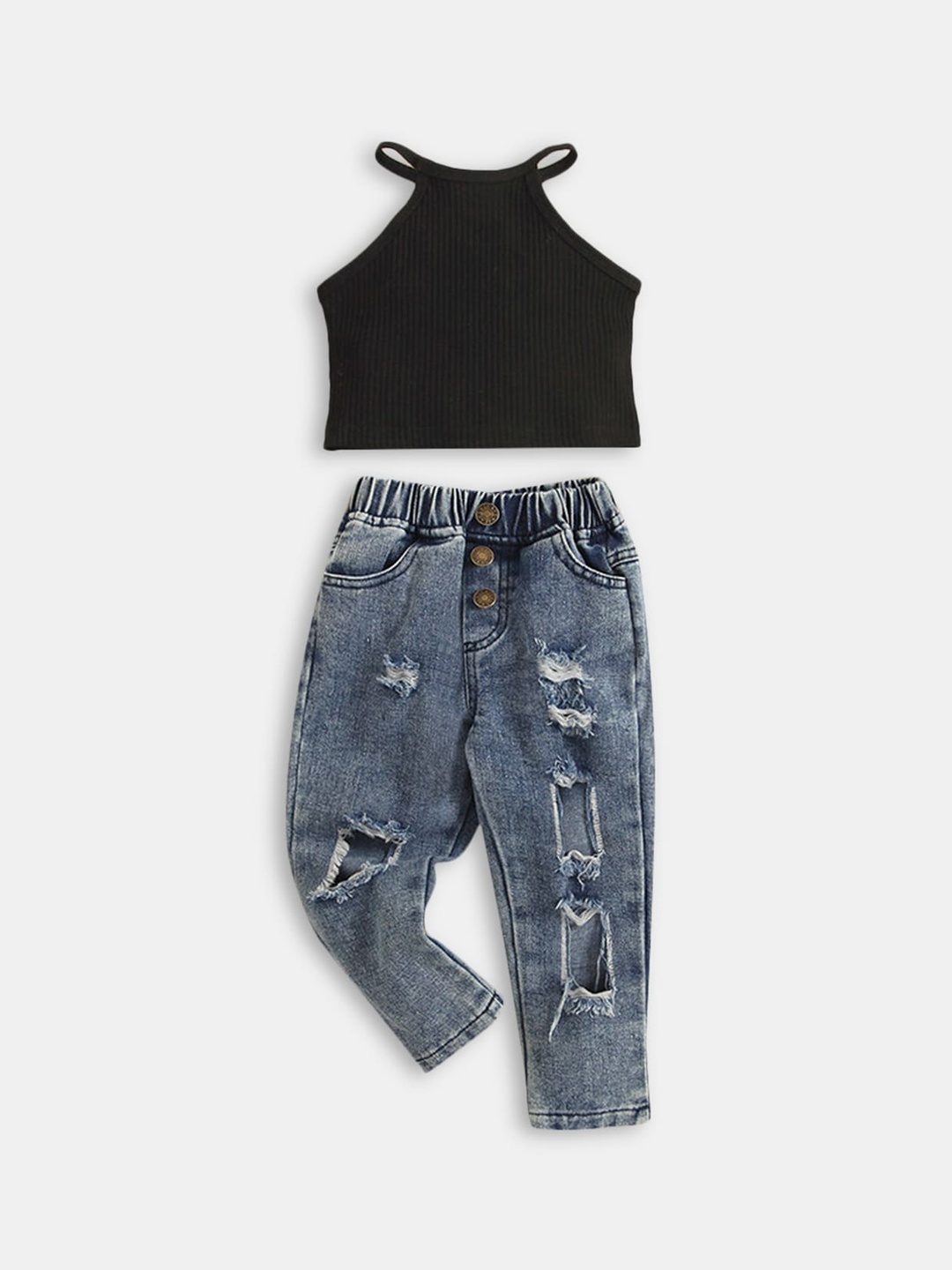 

Hopscotch Girls Black & Blue Solis Top with Jeans Set