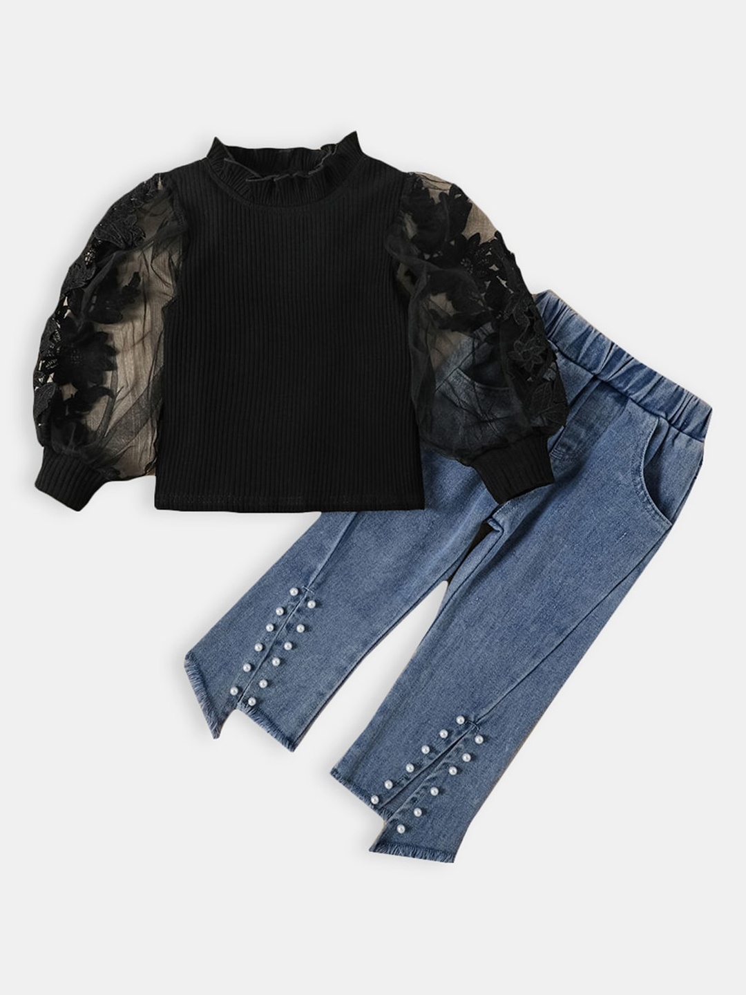 

Hopscotch Girls Black & Blue Top with Pearl Embellished Trouser