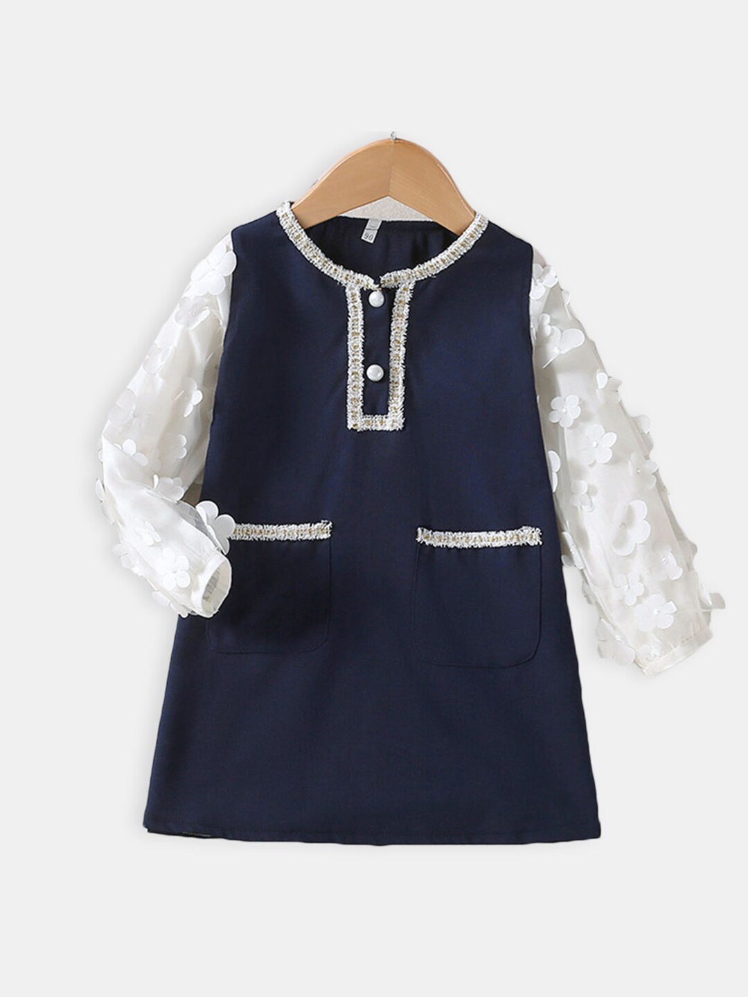 

Hopscotch Girls Navy Blue & White Solid A-Line Dress