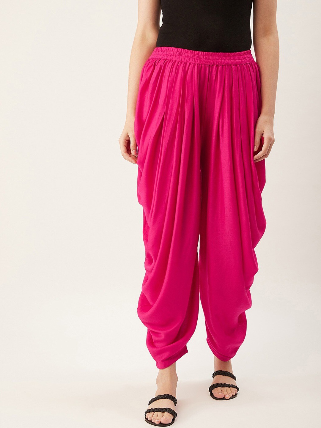 

fabGLOBAL Women Pink Solid Loose-Fit Patiala