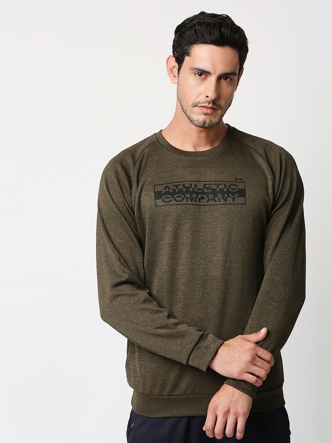 

Black Panther Men Olive Green Solid Sweatshirt