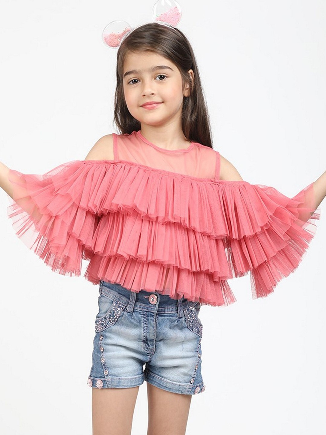 

Jelly Jones Girls Pink Layered Pure Cotton Top