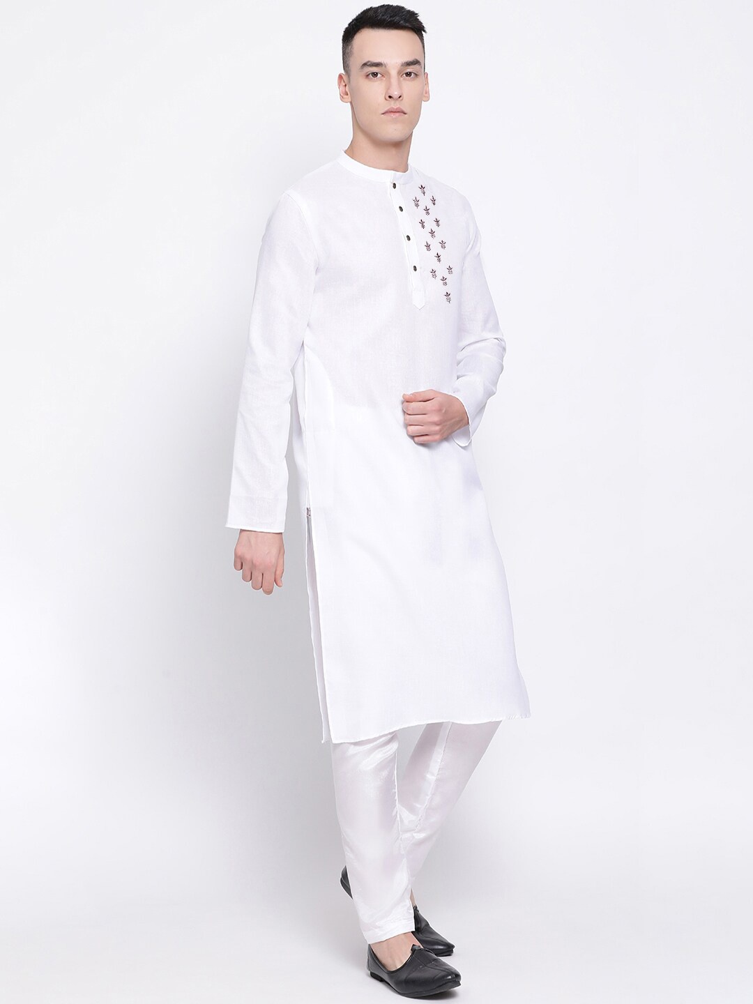 

DEVOILER Men White Solid Kurta with Trousers