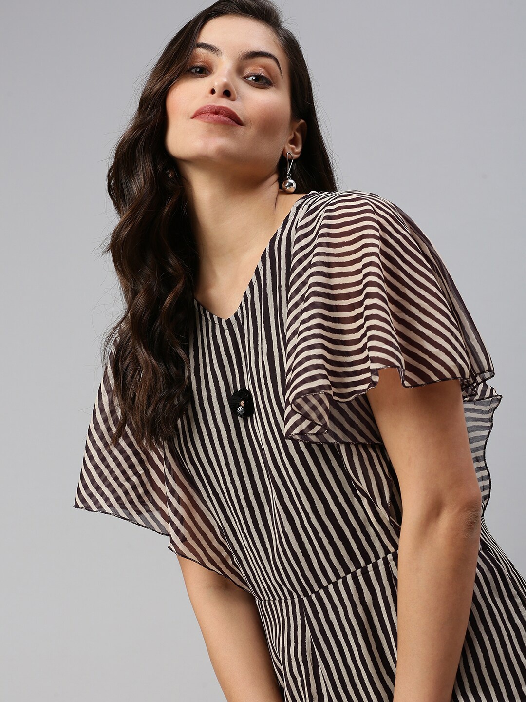 

SHOWOFF Women Black & White Striped Basic Jumpsuit