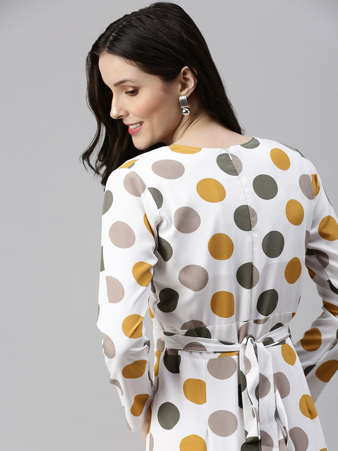 

SHOWOFF Off White & Mustard Printed Basic Jumpsuit