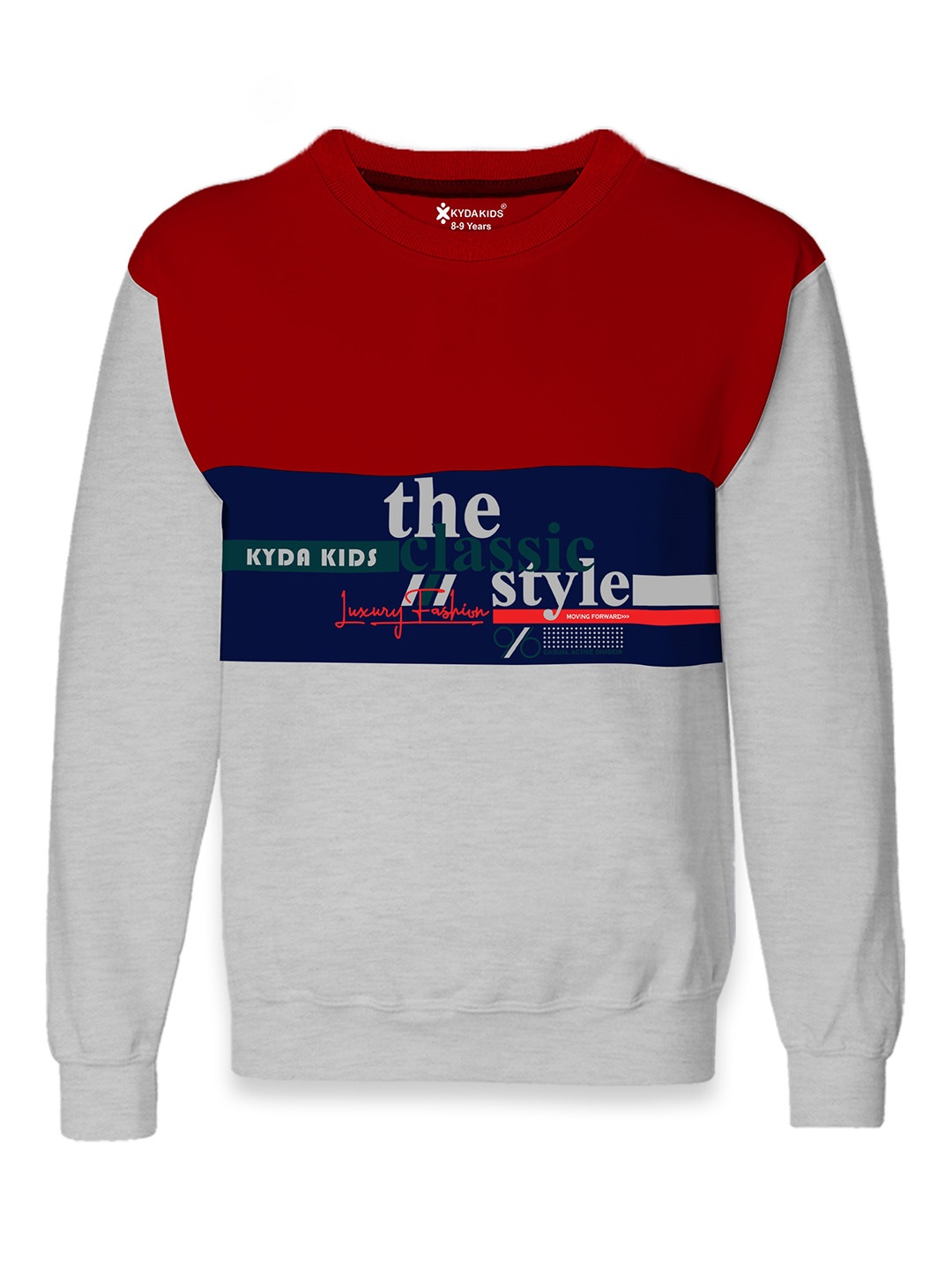 

KYDA KIDS Boys Red & Grey Colourblocked Cotton Sweatshirt