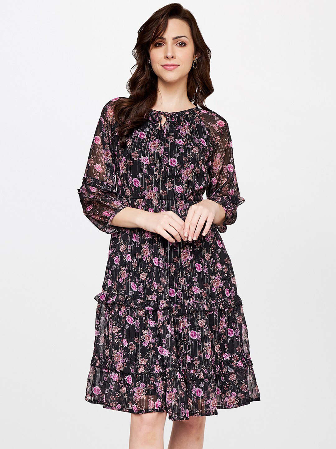 

AND Black & Pink Floral Dress