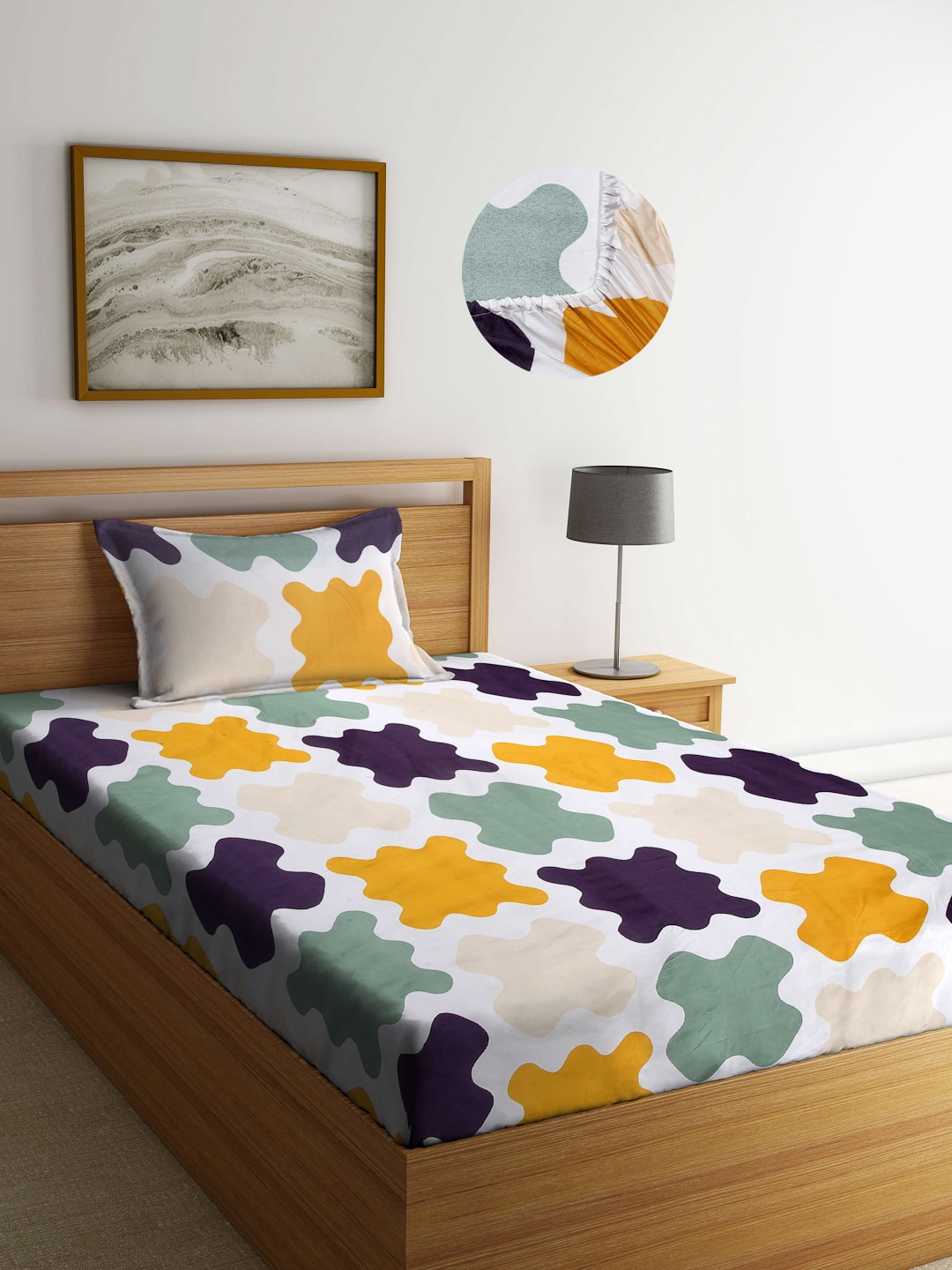 

Arrabi Adults White & Green 300 TC Single Bedsheet with 1 Pillow Cover