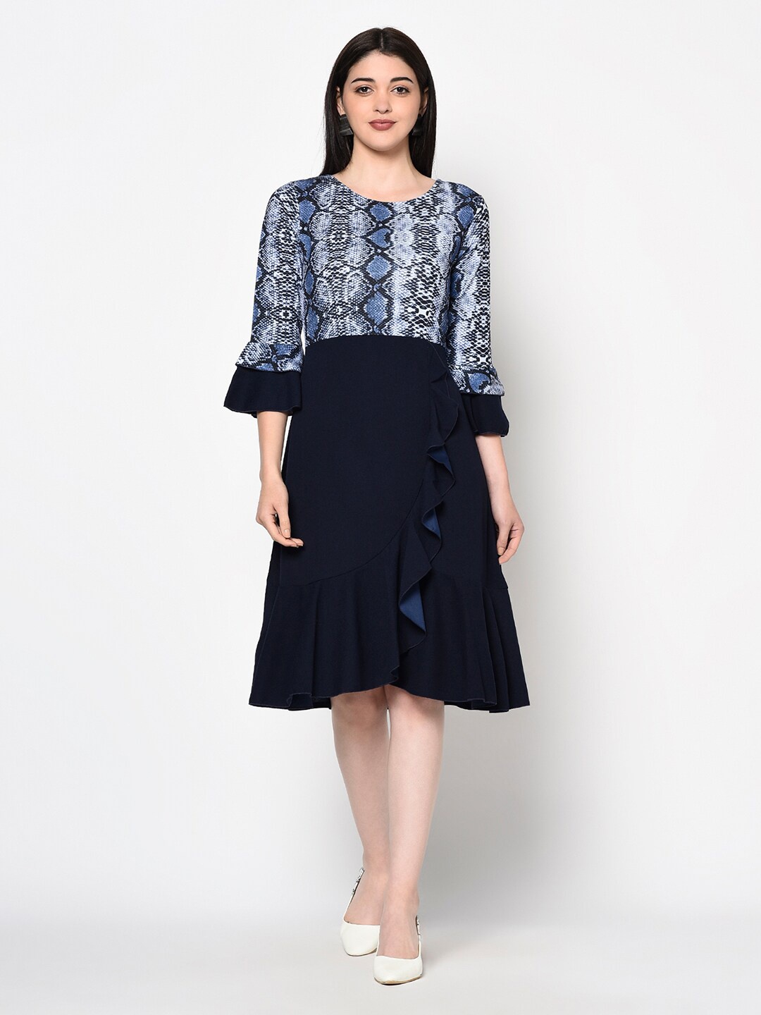 

Miss Grace Navy Blue Animal Printed Dress