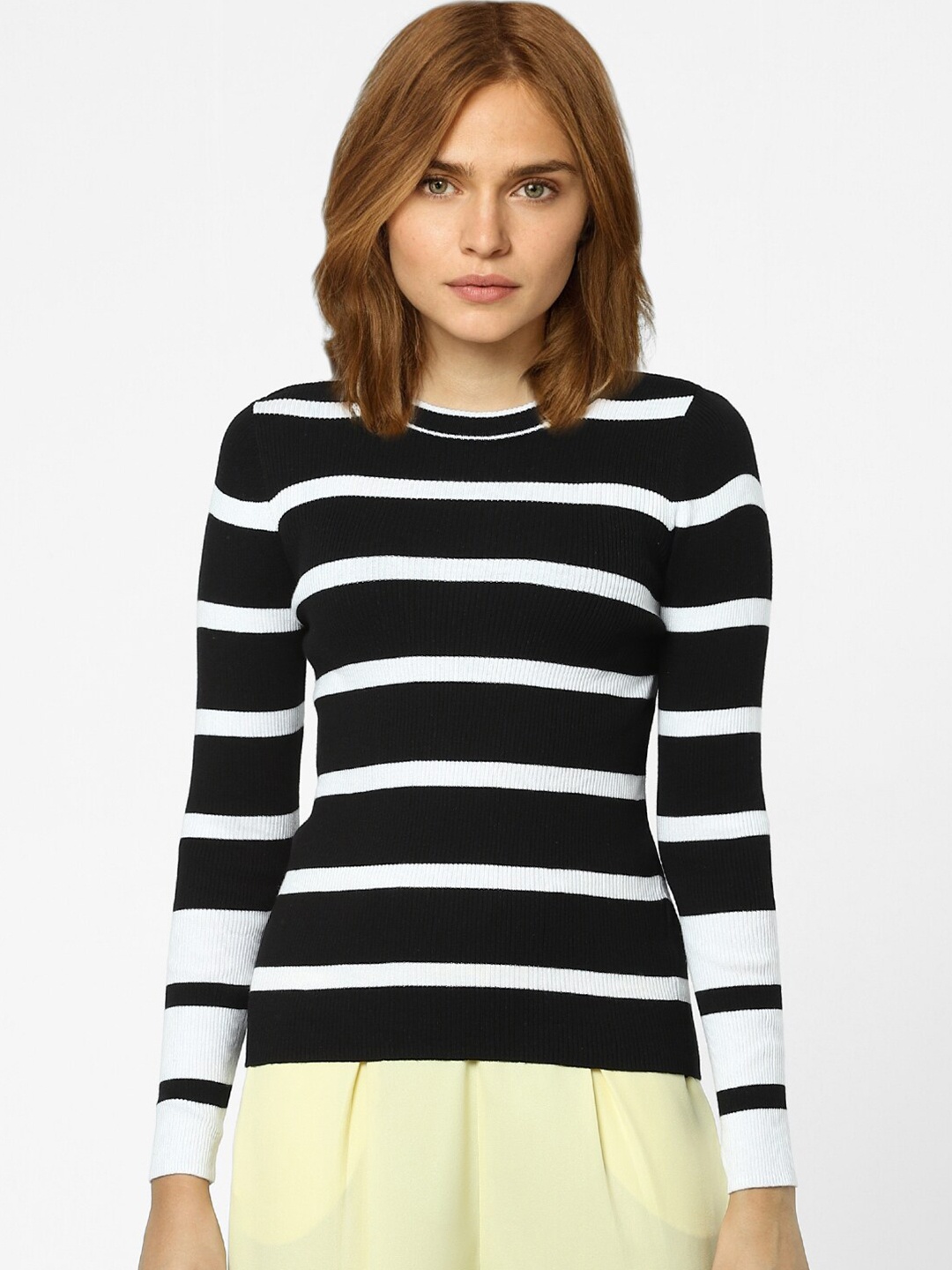

Vero Moda Women Black & White Striped Pullover