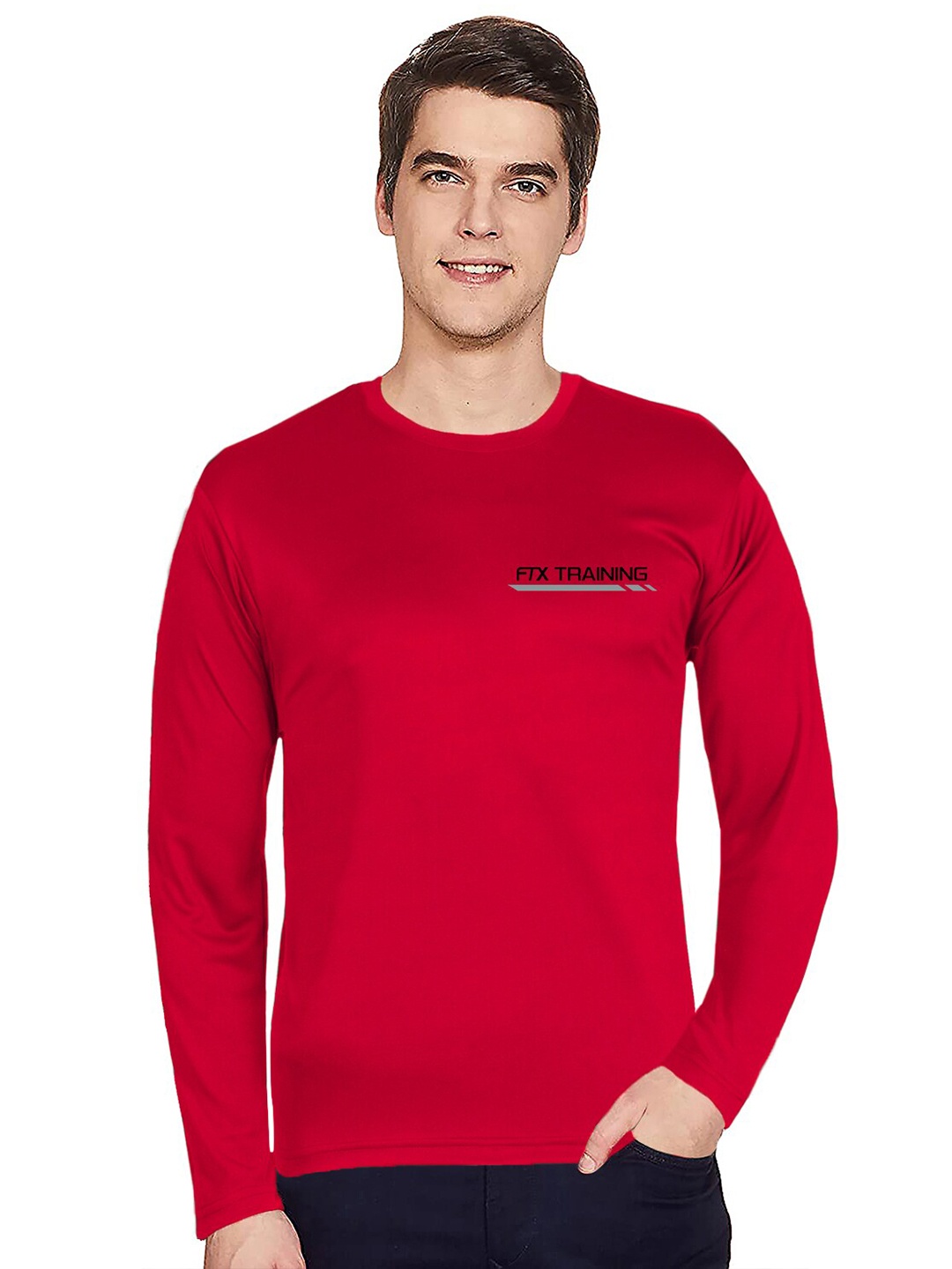 

FTX Men Red Typography Printed T-shirt