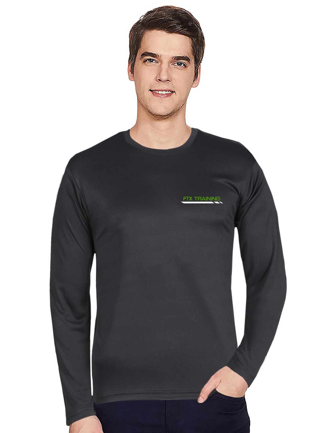 

FTX Men Black Typography Printed T-shirt